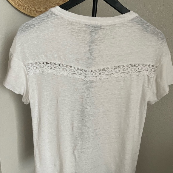 PAIGE White Lace Accent Short Sleeve Tee - Picture 8 of 9